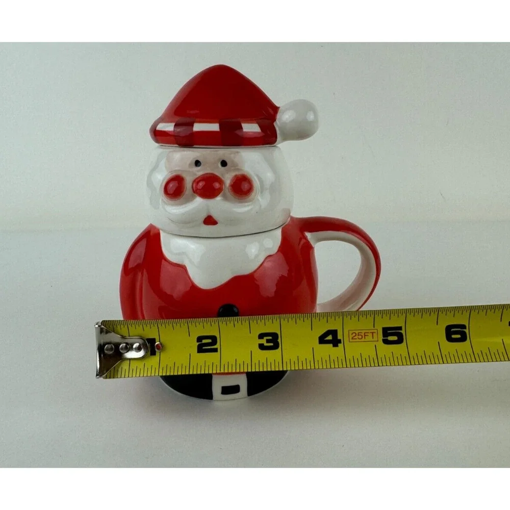 Pier 1 christmas Infuser Tea Santa Christmas Ho Ho Ho Saint Nick Red White Mug